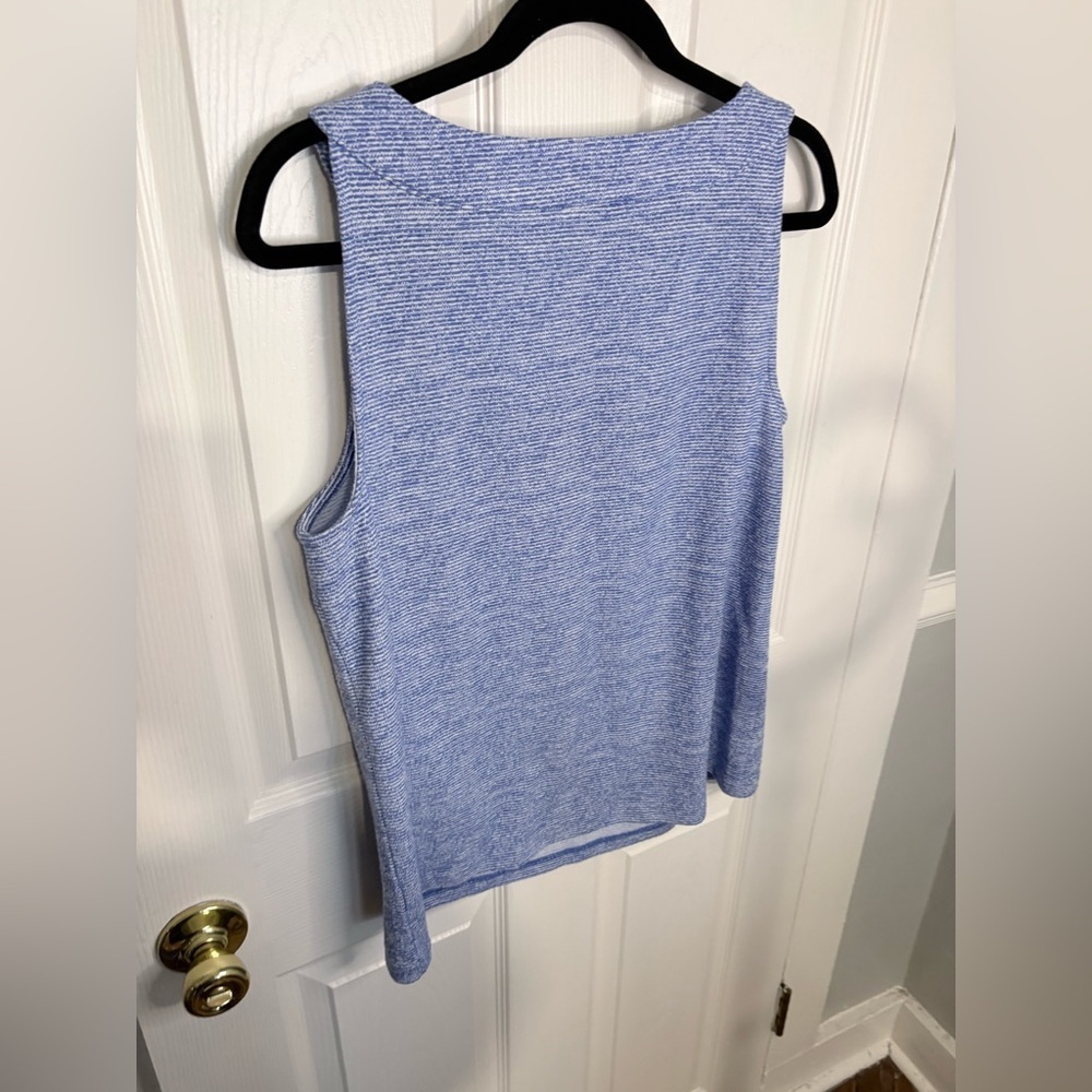Talbots Sleeveless Jacquard Top – Blue & White Nautical Print – Size L - Picture 8 of 9
